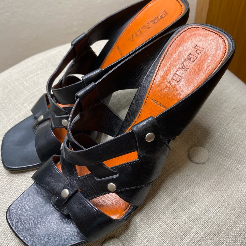 Prada Black Leather Heels